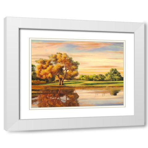 Riflessi sul lago (detail) White Modern Wood Framed Art Print with Double Matting by Angelo, Masera