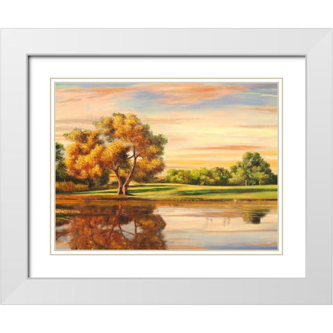 Riflessi sul lago (detail) White Modern Wood Framed Art Print with Double Matting by Angelo, Masera