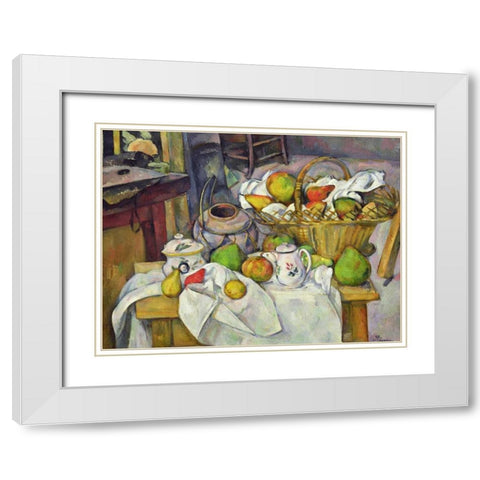 Still Life with Basket (detail) White Modern Wood Framed Art Print with Double Matting by Cezanne, Paul