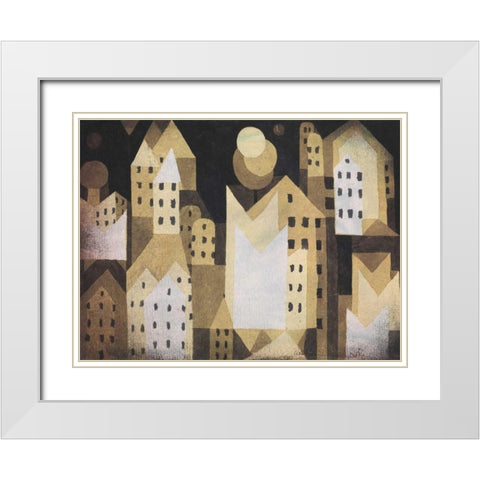 Cold City White Modern Wood Framed Art Print with Double Matting by Klee, Paul
