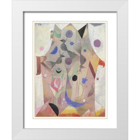 Persian Nightingales White Modern Wood Framed Art Print with Double Matting by Paul, Klee