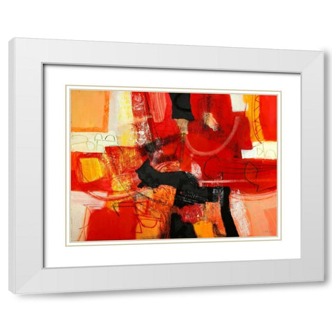 Davanti al fuoco White Modern Wood Framed Art Print with Double Matting by Piovan, Maurizio