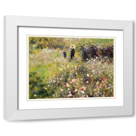 Summer Landscape White Modern Wood Framed Art Print with Double Matting by Renoir, Pierre-Auguste