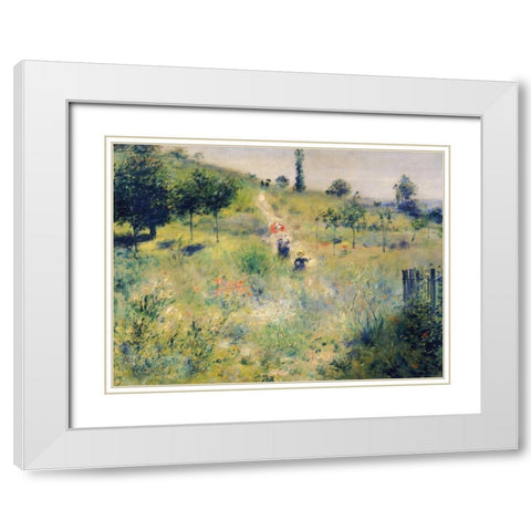 The path through the long grass  White Modern Wood Framed Art Print with Double Matting by Renoir, Pierre-Auguste