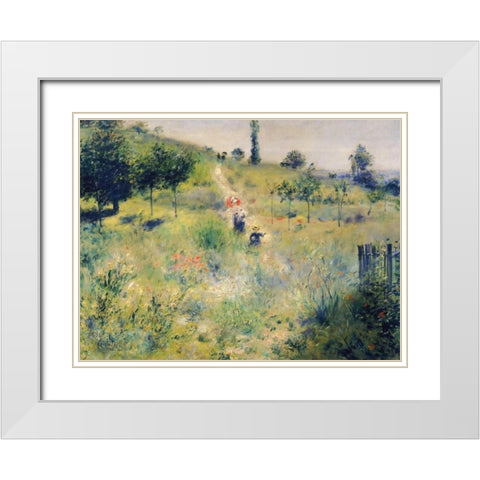 The path through the long grass  White Modern Wood Framed Art Print with Double Matting by Renoir, Pierre-Auguste