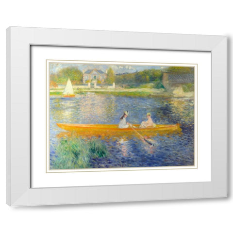 La Yole White Modern Wood Framed Art Print with Double Matting by Renoir, Pierre-Auguste