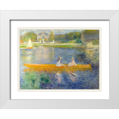 La Yole White Modern Wood Framed Art Print with Double Matting by Renoir, Pierre-Auguste