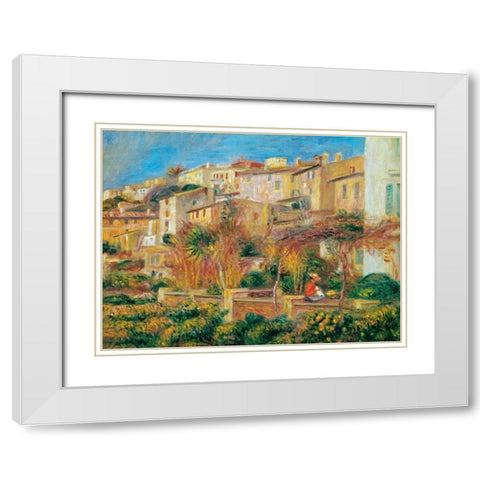Terrace a Cagnes sur Mer White Modern Wood Framed Art Print with Double Matting by Renoir, Pierre-Auguste