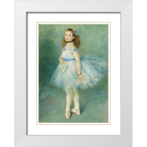 The Dancer White Modern Wood Framed Art Print with Double Matting by Renoir, Pierre-Auguste