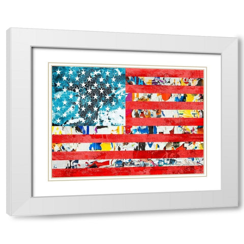 United States of Pop White Modern Wood Framed Art Print with Double Matting by Simon, Pat