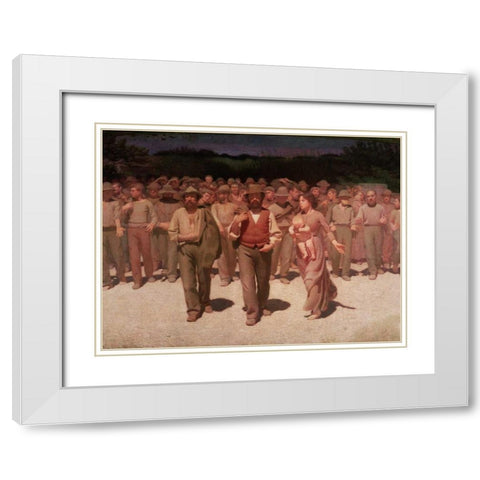 Il Quarto Stato White Modern Wood Framed Art Print with Double Matting by Pellizza da Volpedo, Giuseppe