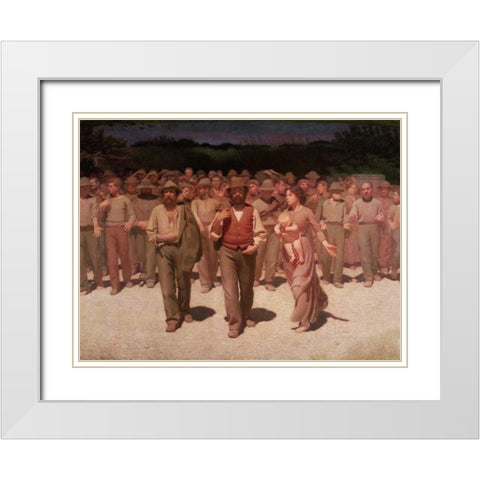 Il Quarto Stato White Modern Wood Framed Art Print with Double Matting by Pellizza da Volpedo, Giuseppe