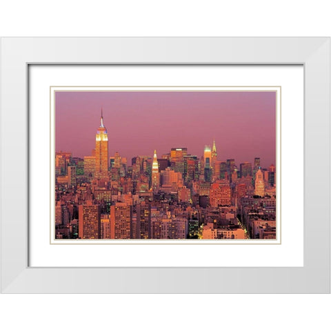 Sunset over Manhattan White Modern Wood Framed Art Print with Double Matting by Berenholtz, Richard