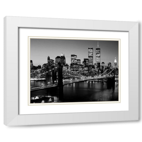 Brooklyn Bridge NYC White Modern Wood Framed Art Print with Double Matting by Berenholtz, Richard