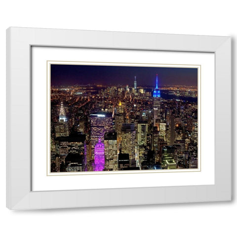 Midtown and Lower Manhattan at night White Modern Wood Framed Art Print with Double Matting by Berenholtz, Richard