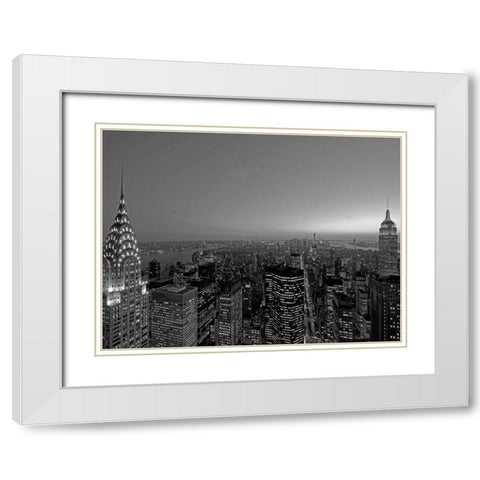 Midtown and Lower Manhattan at dusk White Modern Wood Framed Art Print with Double Matting by Berenholtz, Richard