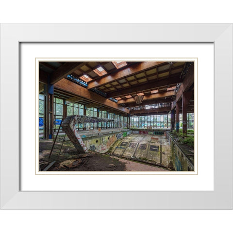 Abandoned Resort Pool, Upstate NY White Modern Wood Framed Art Print with Double Matting by Berenholtz, Richard