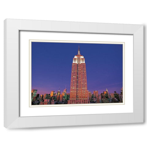 Empire State Building White Modern Wood Framed Art Print with Double Matting by Berenholtz, Richard