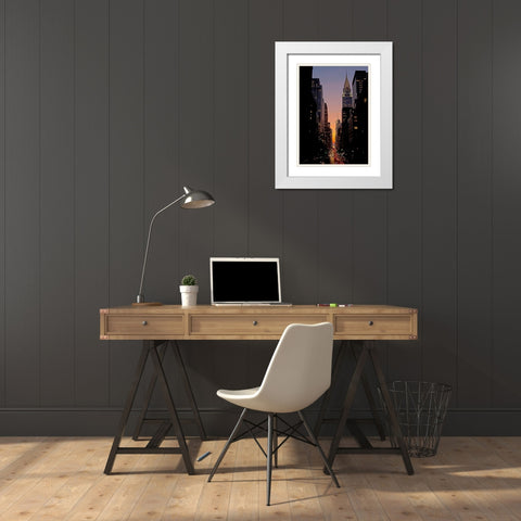 Manhattanhenge White Modern Wood Framed Art Print with Double Matting by Berenholtz, Richard