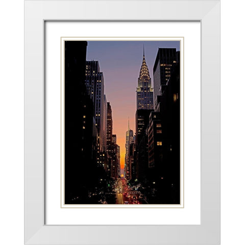 Manhattanhenge White Modern Wood Framed Art Print with Double Matting by Berenholtz, Richard