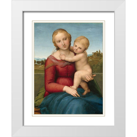 The Small Cowper Madonna White Modern Wood Framed Art Print with Double Matting by Raffaello