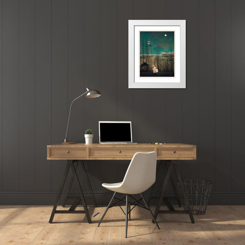Carnival Evening White Modern Wood Framed Art Print with Double Matting by Rousseau, Henri