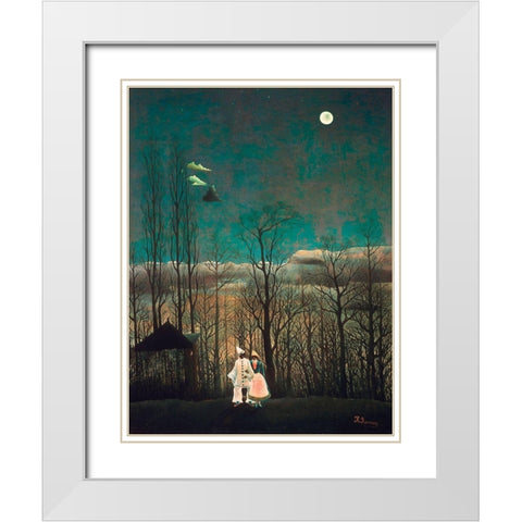 Carnival Evening White Modern Wood Framed Art Print with Double Matting by Rousseau, Henri