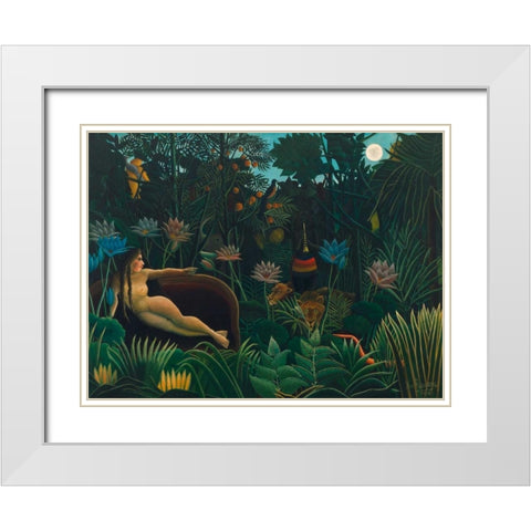 The Dream  White Modern Wood Framed Art Print with Double Matting by Rousseau, Henri