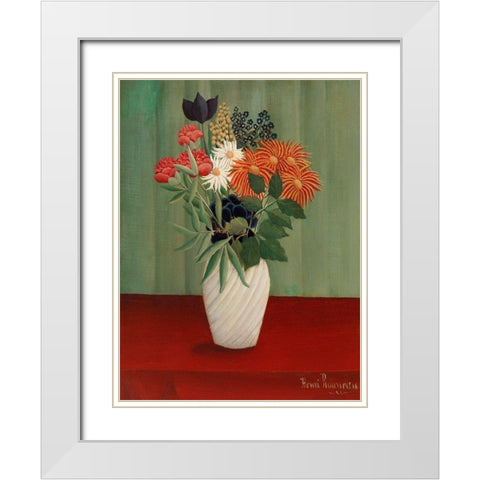 Bouquet of Flowers with China Asters and Tokyos White Modern Wood Framed Art Print with Double Matting by Rousseau, Henri