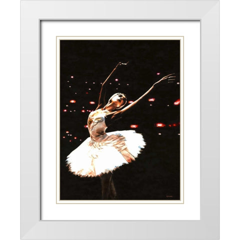 Prima Ballerina White Modern Wood Framed Art Print with Double Matting by Young, Richard