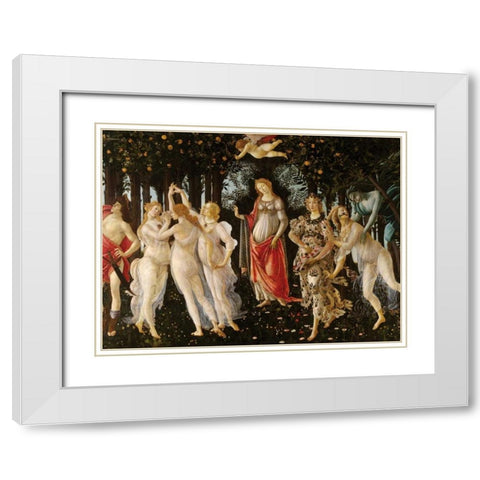 Primavera White Modern Wood Framed Art Print with Double Matting by Botticelli, Sandro