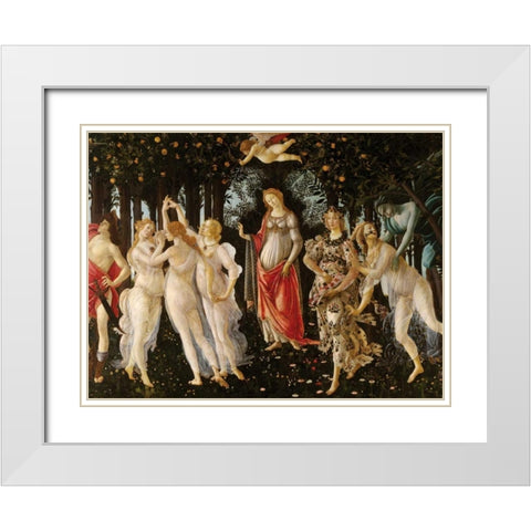 Primavera White Modern Wood Framed Art Print with Double Matting by Botticelli, Sandro