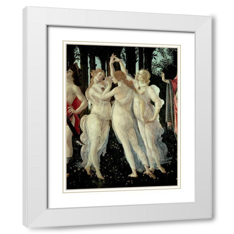 Le tre Grazie (detail of Primavera) White Modern Wood Framed Art Print with Double Matting by Botticelli, Sandro