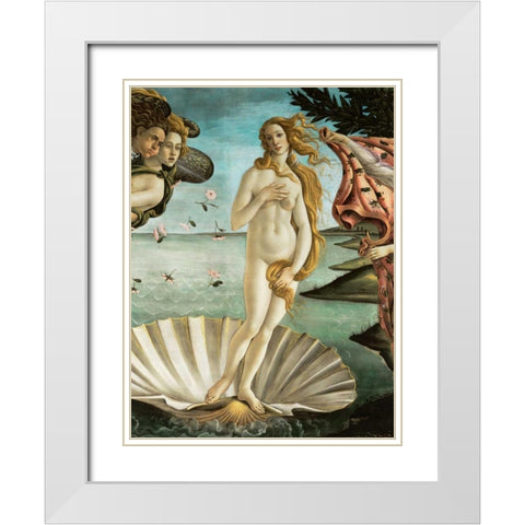 La nascita di Venere (detail) White Modern Wood Framed Art Print with Double Matting by Botticelli, Sandro