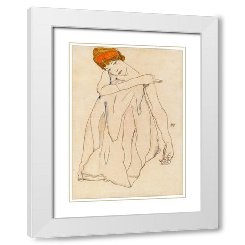 The Dancer White Modern Wood Framed Art Print with Double Matting by Schiele, Egon