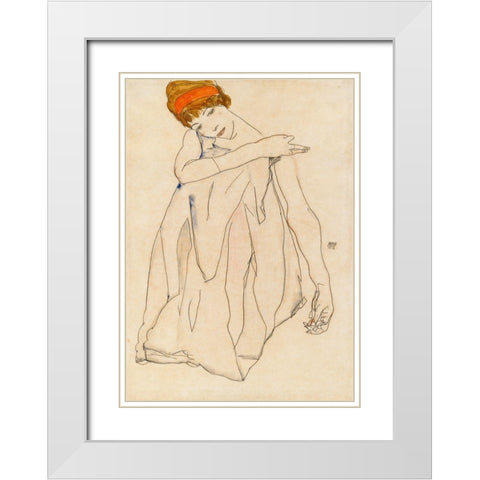 The Dancer White Modern Wood Framed Art Print with Double Matting by Schiele, Egon