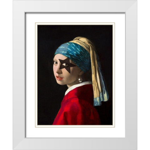 Girl with Skull Hearring White Modern Wood Framed Art Print with Double Matting by Hill, Steven