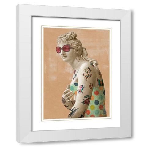 Tattooed Venus White Modern Wood Framed Art Print with Double Matting by Hill, Steven