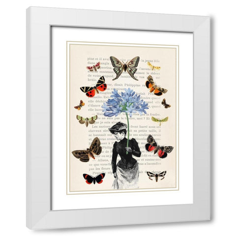Lady of Butterflies White Modern Wood Framed Art Print with Double Matting by Lamanche, Stef