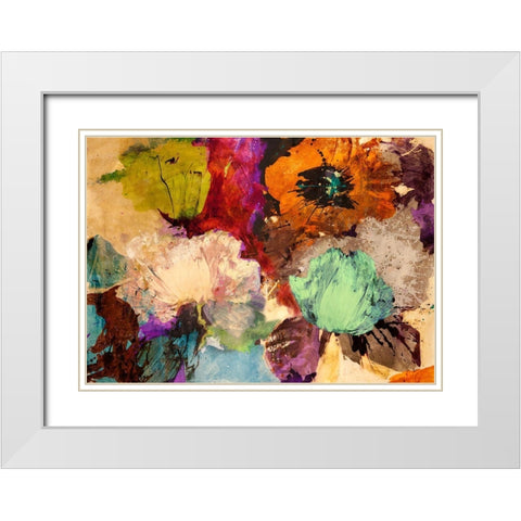 Floating Flowers White Modern Wood Framed Art Print with Double Matting by Stone, Jim