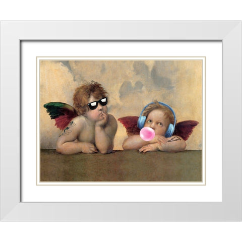 Leisure Time-Angels White Modern Wood Framed Art Print with Double Matting by Spencer, Matt