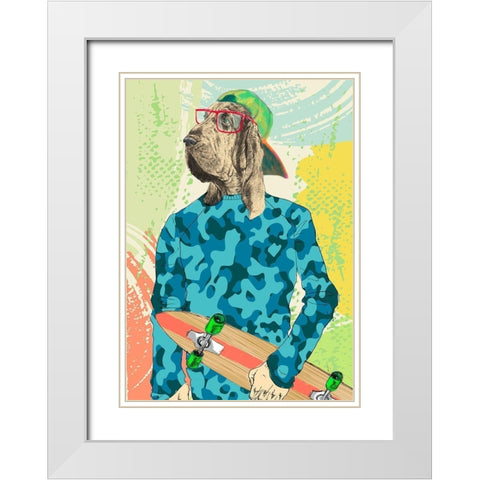 Skaterboy White Modern Wood Framed Art Print with Double Matting by Spencer, Matt