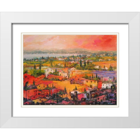 Villaggio delle praterie White Modern Wood Framed Art Print with Double Matting by Marzari, Tebo