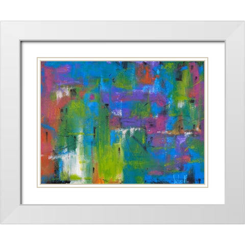Quartiere colorato White Modern Wood Framed Art Print with Double Matting by Marzari, Tebo