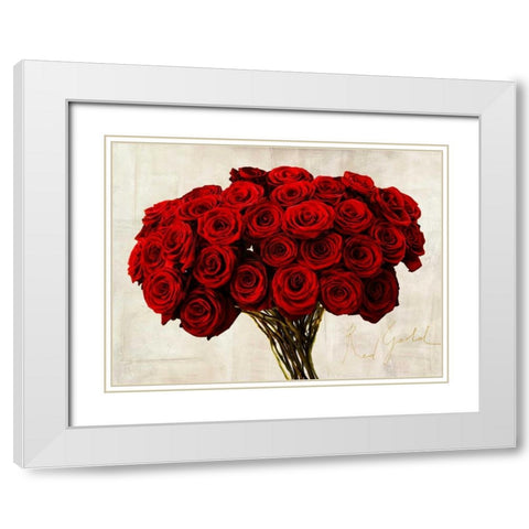 Red Gold White Modern Wood Framed Art Print with Double Matting by Rizzardi, Teo