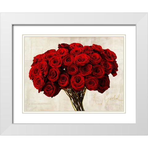Red Gold White Modern Wood Framed Art Print with Double Matting by Rizzardi, Teo
