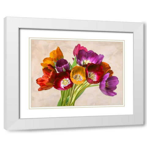 Tulipani danzanti White Modern Wood Framed Art Print with Double Matting by Rizzardi, Teo