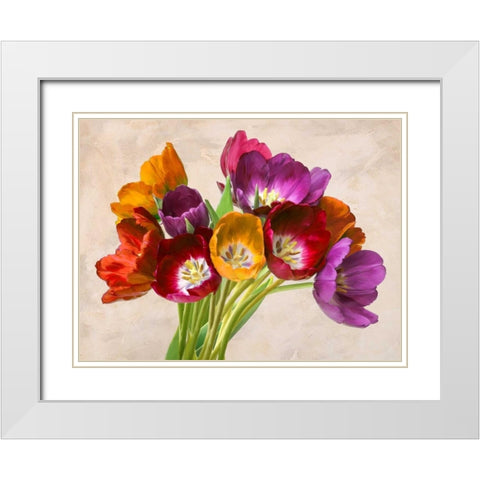 Tulipani danzanti White Modern Wood Framed Art Print with Double Matting by Rizzardi, Teo