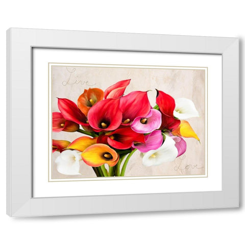 Live and Love White Modern Wood Framed Art Print with Double Matting by Rizzardi, Teo