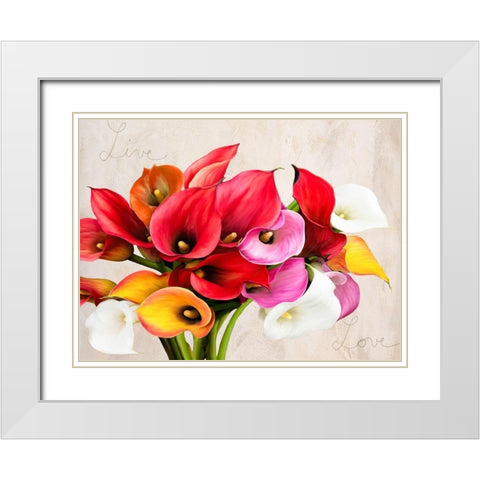 Live and Love White Modern Wood Framed Art Print with Double Matting by Rizzardi, Teo